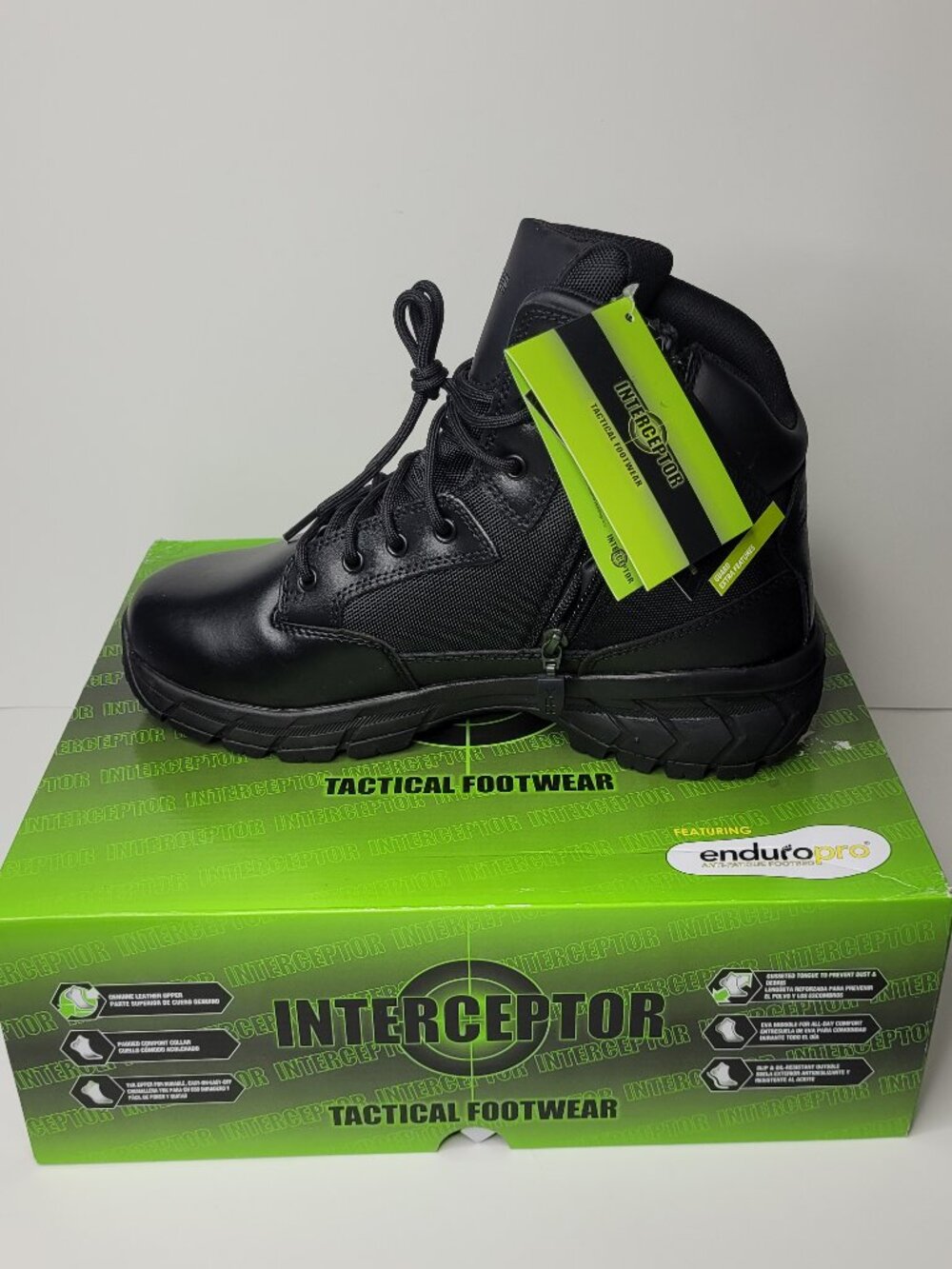 Interceptor black leather Jarret waterproof slip resistance utility boots 11